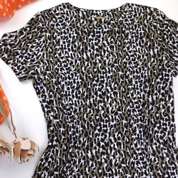 Michael Kors Green Black White Patterned Rayon Blend Dress Sz M - Picture 10 of 11